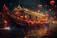 Chinese New Year style of Boat boat vehicle red.