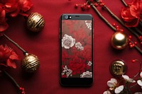Chinese New Year style of smartphone flower plant red.