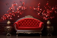Chinese New Year style of Sofa furniture flower plant.