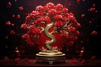 Chinese New Year style of Tree tree bonsai flower.