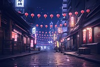 City night chinese Style city street alley.