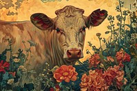 Cow and flowers art cow livestock.