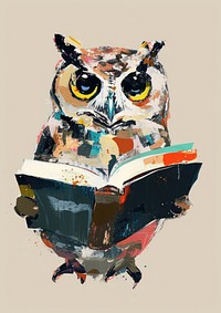 Owl student painting bird book.