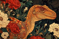 Dinosaur and flowers dinosaur art reptile.