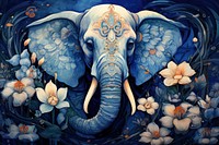 Elephant and flowers art painting wildlife.