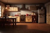 Kitchen kitchen floor refrigerator. AI generated Image by rawpixel.
