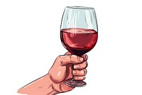 Human hand holding Wine wine cartoon bottle.