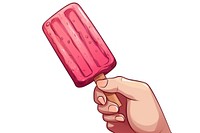 Human hand holding Ice cream dessert cartoon white background.