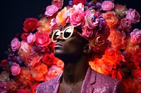 African American man flower sunglasses portrait. AI generated Image by rawpixel.