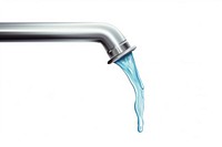 Water dripping from faucet tap white background metal.