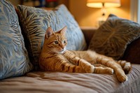 Cat furniture cushion sitting.