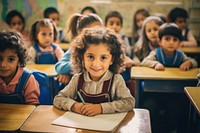 Middle eastern kindergarten student school child.