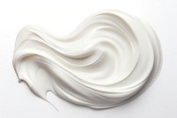 Smeared cream icing white white background. 