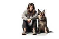 Woman sitting with dog footwear mammal animal. AI generated Image by rawpixel.