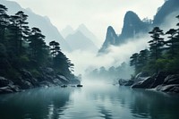 River chinese Style landscape outdoors nature.
