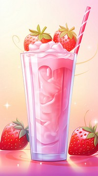 Strawberry smoothie milkshake fruit drink.