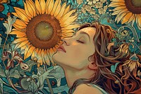 Sunflower and flowers sunflower art illustrated.