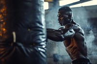Black man punching adult determination.