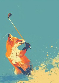 Fox playing golf animal mammal sports.