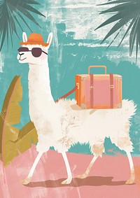 Alpaca going on Summer vacation animal mammal travel.