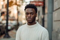 Young black man sweater standing adult.