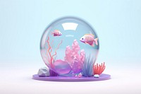 3d Marine Shall holographic aquarium marine sphere.