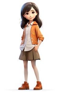 Vietnamese girl cartoon skirt doll. AI generated Image by rawpixel.
