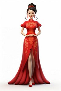Chinese woman dress tradition figurine. AI generated Image by rawpixel.