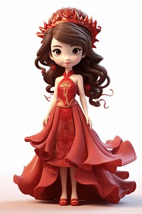 Chinese girl figurine cartoon dress. AI generated Image by rawpixel.