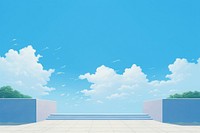 Blue sky and stairway leading to a bright blue sky outdoors nature cloud.