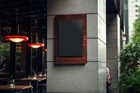 Rectangle modern resturant wall architecture illuminated. AI generated Image by rawpixel.