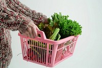 Vegetable plastic basket food hand pink. AI generated Image by rawpixel.
