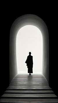 Photography of Buddhist templae architecture silhouette walking.