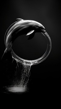 Photography of dolphin jumping motion black refreshment.