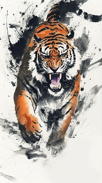 Tiger wildlife painting animal.
