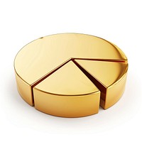 Pie chart icon gold white background simplicity.