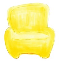 Yellow chair furniture armchair white background. AI generated Image by rawpixel.