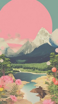 Landscapes art mountain outdoors. AI generated Image by rawpixel.