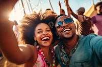 South african couple selfie sunglasses festival.