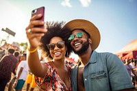 South african couple selfie sunglasses festival.