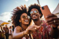 South african couple selfie festival laughing.