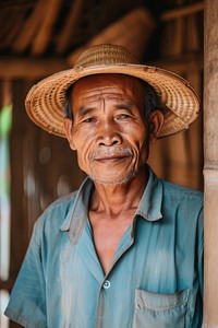 Laos man farmer portrait adult architecture.