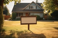 Minimal House with yard sign for sale architecture building outdoors. AI generated Image by rawpixel.