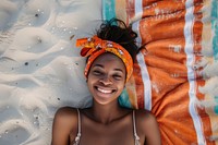 South african women portrait towel smile.