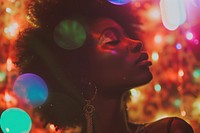 Night and disco with black woman dancing at party for club photography portrait adult.