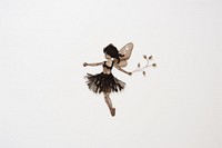 Cute flying Fairy in embroidery style dancing ballet fairy.