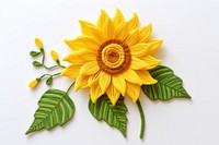 Cute Sunflower in embroidery style sunflower plant leaf.