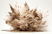 Explosion dust white background destruction.