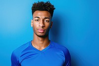 African American soccer player face portrait adult exercising.