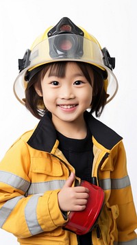 Japanese kid girl Firefighter firefighter portrait costume.